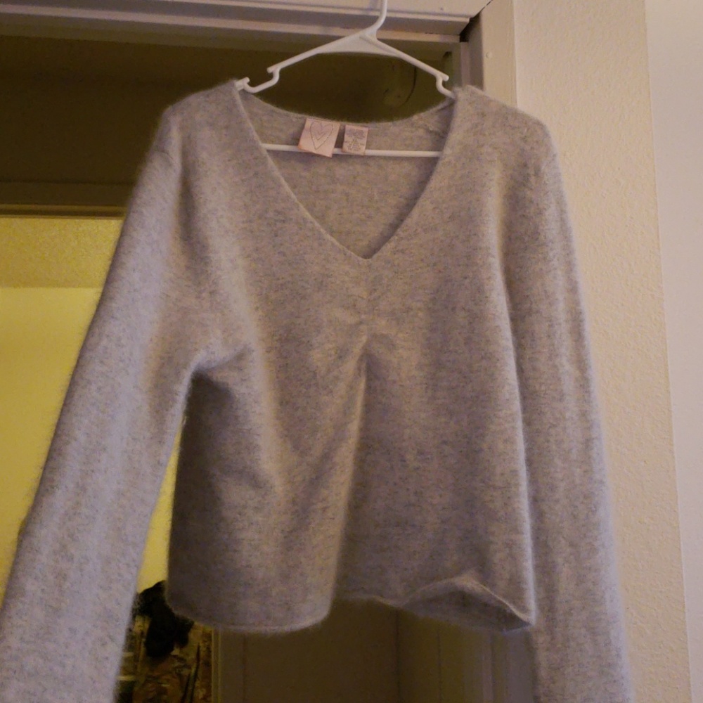 Cropped fuzzy sweater